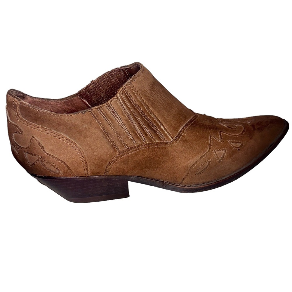 Circle S  Corral Ankle Boots Womens 8 Pointed Toe Western Stitch Brown Leather